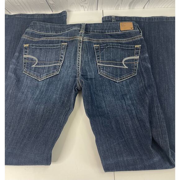 Vintage American Eagle Hipster Flare Stretch Y2K Blue Jeans Dark Wash 6 x 31 - Picture 4 of 8